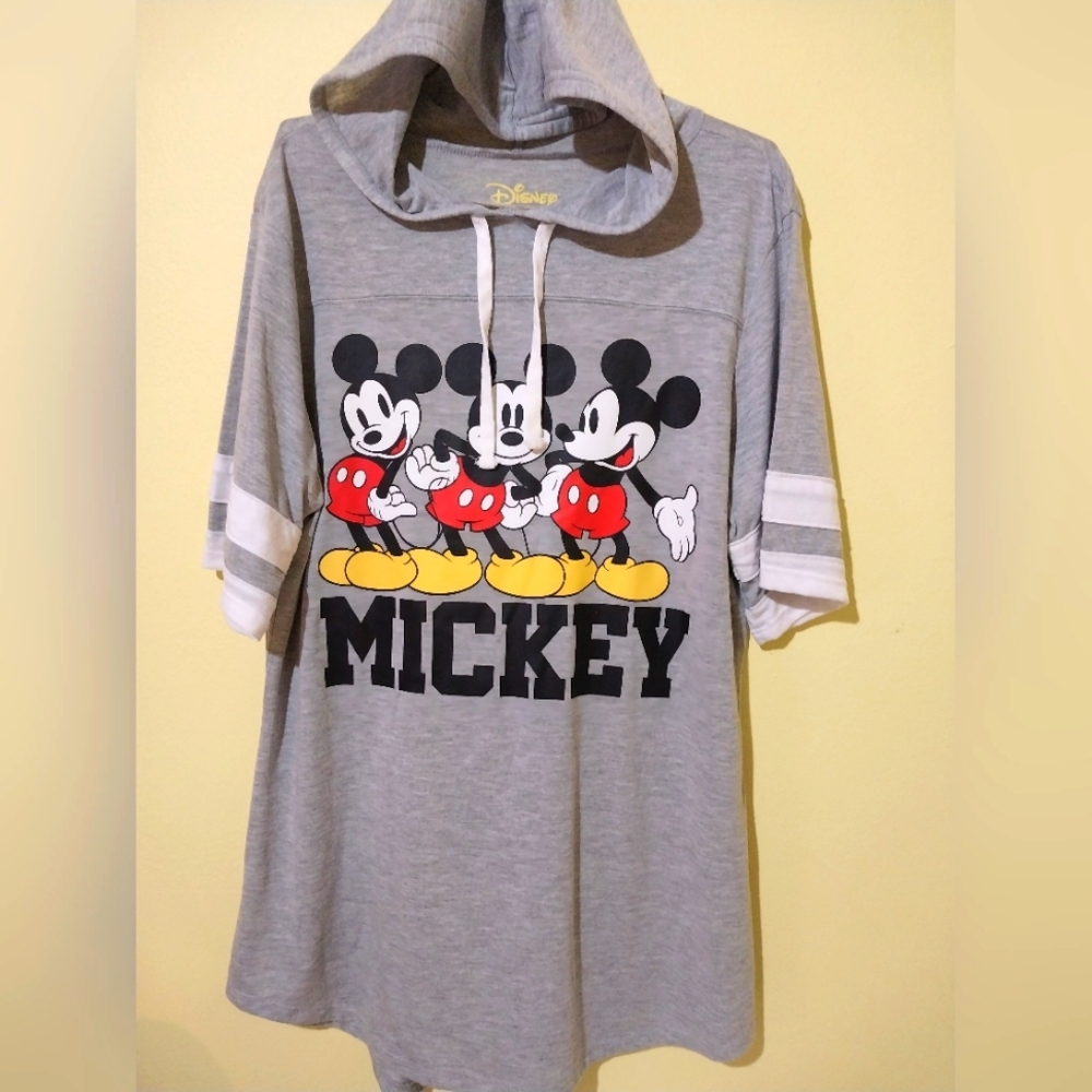 Disney Mickey Mouse Women's Hooded Football Shirt Grey Large (11/13)